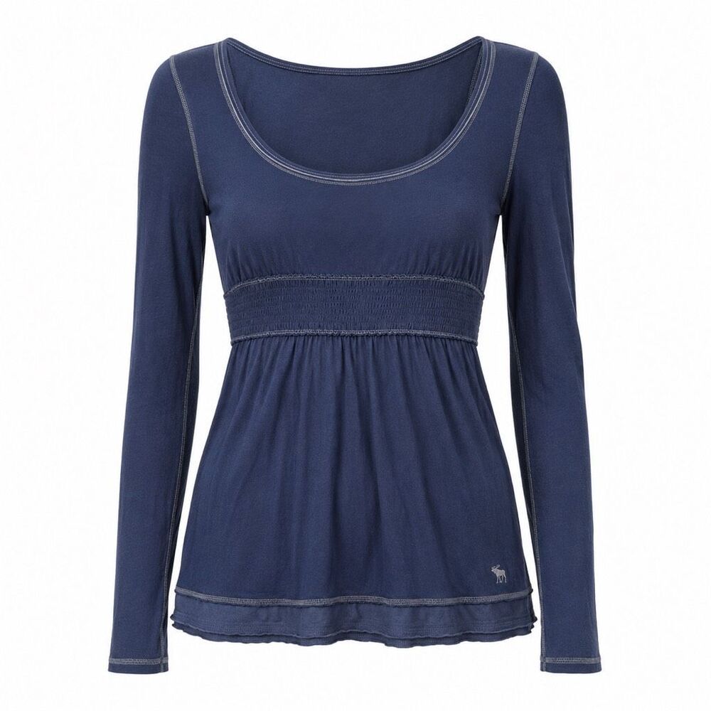 Rare NWT Y2K Abercrombie Bella Swan Blue Babydoll Top L